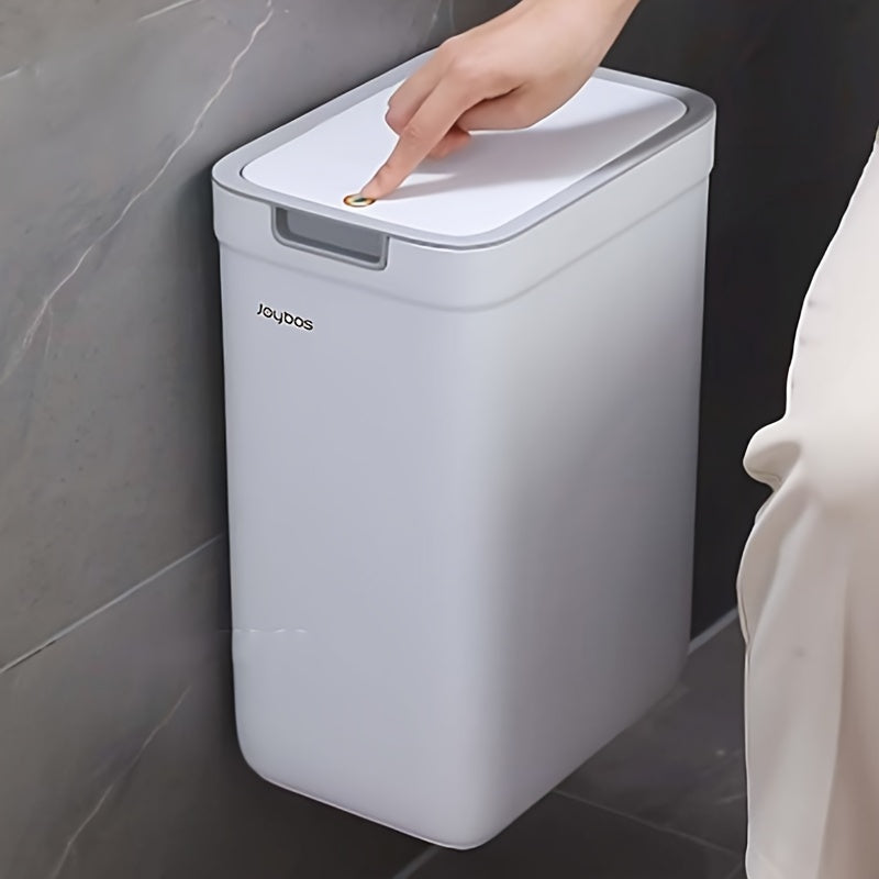 Joybos Cestino da Bagno a Parete 9L con Coperchio - Design Risparmio Spazio e Antiodore per Cucina & Bagno, Facile Installazione, Nessuna Elettricità Richiesta