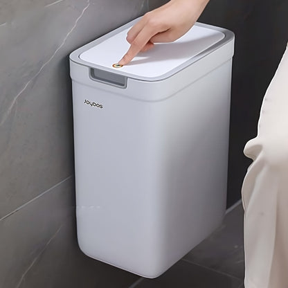 Joybos Cestino da Bagno a Parete 9L con Coperchio - Design Risparmio Spazio e Antiodore per Cucina & Bagno, Facile Installazione, Nessuna Elettricità Richiesta