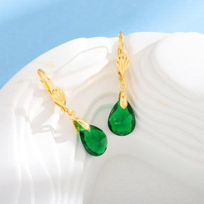 Magazzino Locale, Orecchini Pendenti da Donna in Argento Sterling 925 con Elegante Cristallo Artificiale Verde, Regalo Perfetto per San Valentino, Natale e Uso Quotidiano, Forniti con una Bellissima Scatola Regalo.