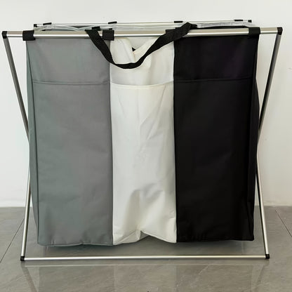 Cesto per biancheria sporca 1 pz, Cesto portabiancheria sporca, 3 scomparti, Cesto portabiancheria pieghevole per classificazione, Cesto portabiancheria domestico con coperchio, Adatto per soggiorno, camera da letto, bagno, Organizzazione della casa