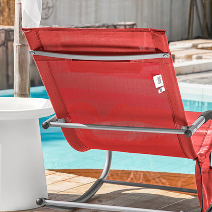 1 Pezzo Lettino Prendisole Lettino da Giardino Sdraio Relax Sedia a Dondolo da Esterno con Cuscino Poggiatesta Superficie Ergonomica Tessuto Resistente agli Agenti Atmosferici Struttura in Metallo Tasca Laterale Portata Massima 150 kg Terrazza Balcone Gia