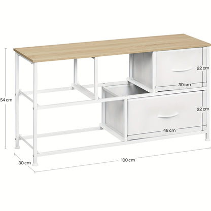 1 pz Cassettiera, Mobile a Cassetti, Telaio in Metallo, Realizzata in Legno, 5 Cassetti in Tessuto Non Tessuto, Utilizzabile come Comodino, Credenza, Mobile TV, Adatta per Camera da Letto, Soggiorno, Corridoio, Multifunzionale, Contenitore per la Casa, Ca