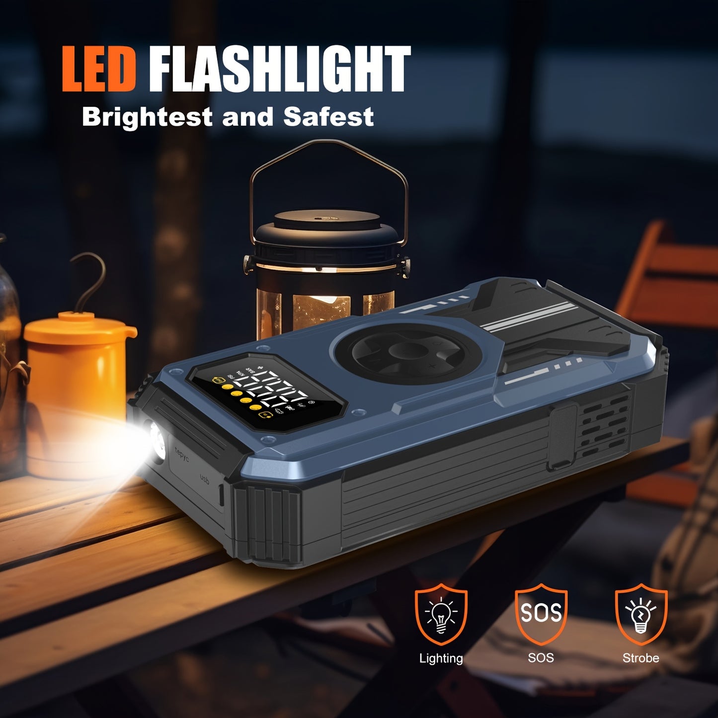 Swarey 12000Mah Avviatore di Emergenza per Auto con Compressore d'Aria, 150PSI 6000A Corrente di Picco Avviatore di Emergenza per Tutti i Motori a Benzina e Diesel da 10.0L, Avviatore di Emergenza con LED