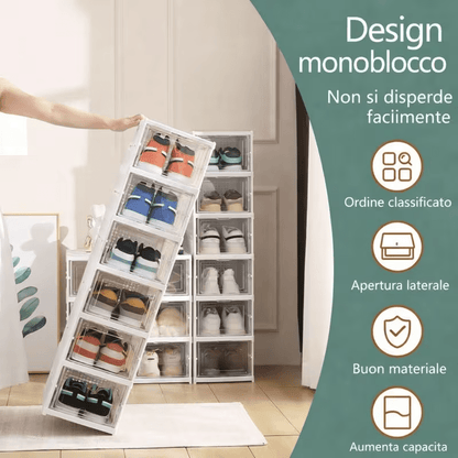 Scarpiera pieghevole ultrasottile salvaspazio a 6 ripiani, facile da montare e dalla struttura compatta, ideale per riporre scarpe e ciabatte