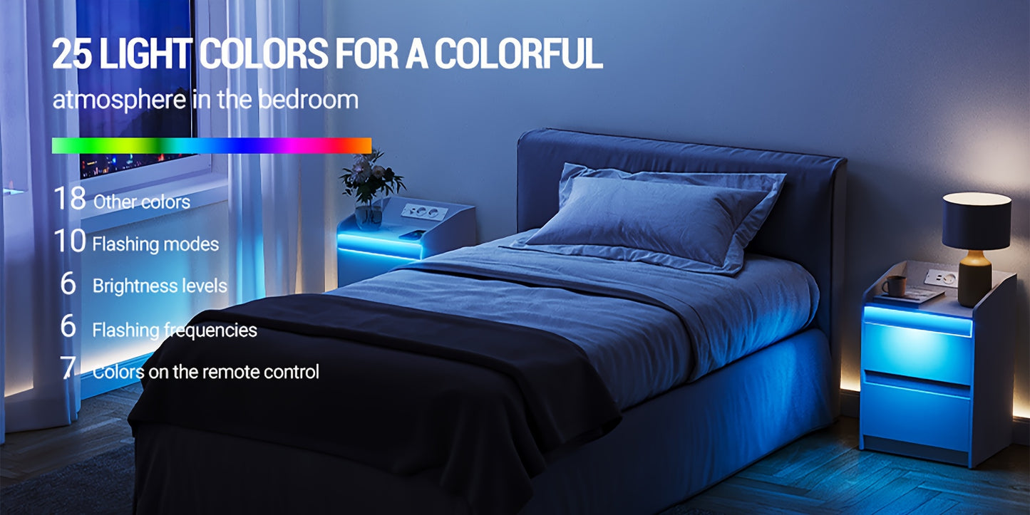 Comodino con 2 Cassetti, Tavolino Laterale, Elegante e Versatile, Ideale per Soggiorno e Camera da Letto, Nero/Bianco
