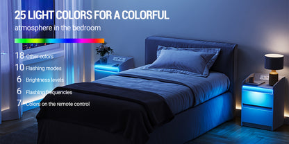 Comodino con 2 Cassetti, Tavolino Laterale, Elegante e Versatile, Ideale per Soggiorno e Camera da Letto, Nero/Bianco