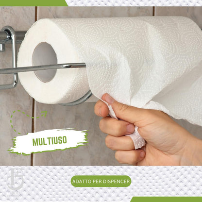 2 Rotoli carta Asciugatutto industriali extra resistenti - 1600 Strappi Rotolo, Bobina Pura Cellulosa 2 Veli idonea per dispenser - Rotoloni asciugatutto, carta assorbente cucina