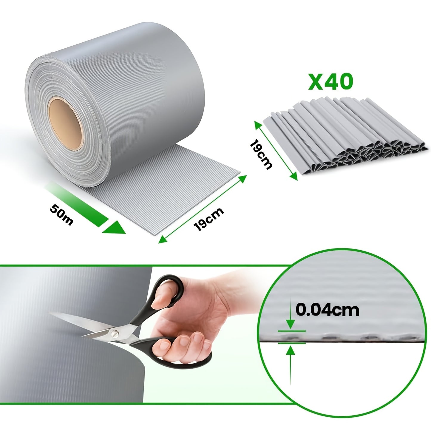 Strisce schermanti per privacy in PVC 450g/m², schermo per recinzione da giardino, 50m x 19cm, tappetini a doppia asta con 40 clip per terrazza, patio, balcone, grigio antracite, verde, grigio chiaro