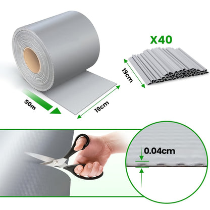 Strisce schermanti per privacy in PVC 450g/m², schermo per recinzione da giardino, 50m x 19cm, tappetini a doppia asta con 40 clip per terrazza, patio, balcone, grigio antracite, verde, grigio chiaro