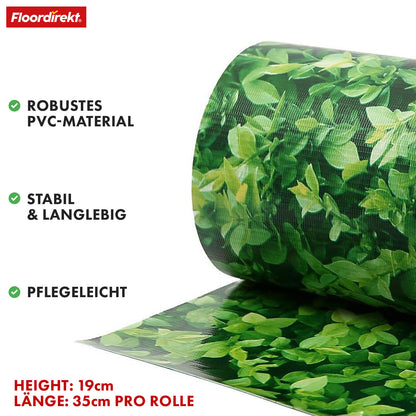 Striscia PVC per Privacy per Recinzione a Doppio Filo – Rotolo da 35m, Altezza 19cm, Include 20 Clip, Disponibile in 3 Colori e 4 Design