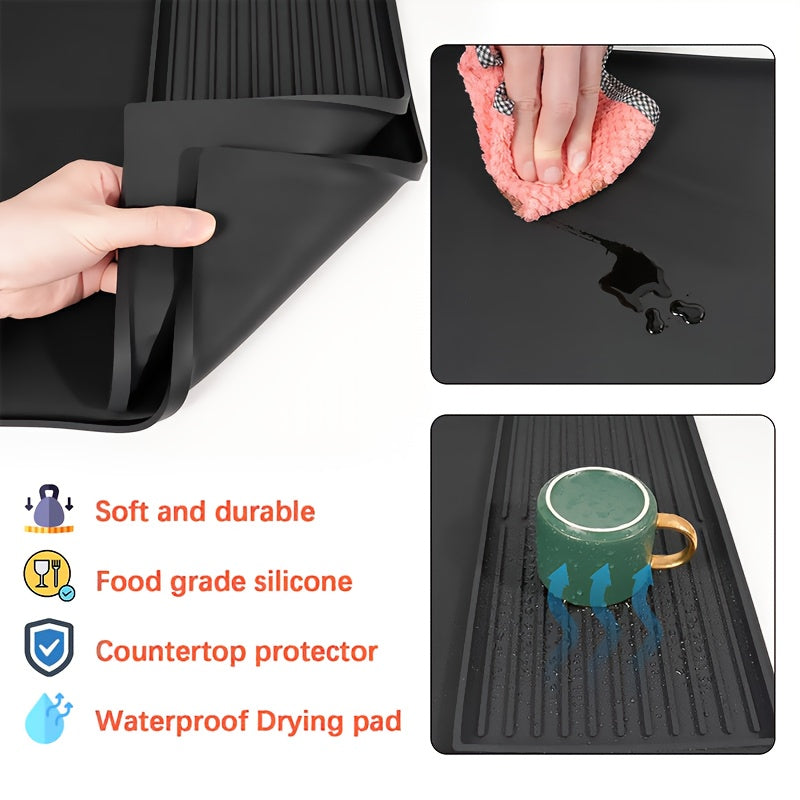 Tappetino da Caffè in Silicone 2-in-1 con Bordi Sollevati e Design Antiscivolo - Facile da Pulire, Durevole 59,94 cm X 40,13 cm Tappetino per Macchine da Caffè, Ideale per Uso Domestico e in Ufficio, Accessori per Bar Caffè, Regalo Perfetto per gli Amanti