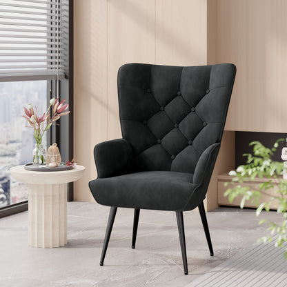 Poltrona Lounge, Poltrona a Braccio Stile Scandivano, Elegante Poltrona Imbottita da Tavolo da Trucco, con Gambe in Metallo, Poltrona per Soggiorno, Camera da Letto, Carico Massimo 150 Kg