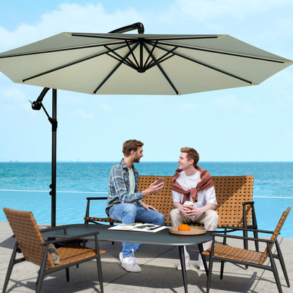 Ombrellone a Sbalzo per Balcone 300cm 350cm da Giardino con Manovella, Ombrellone da Patio, Ombrellone a Manovella con Protezione UV per Giardino e Patio