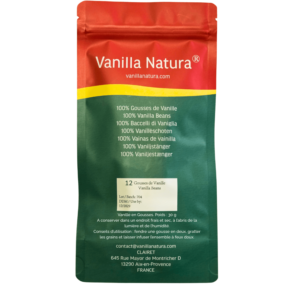 12 Baccelli di Vaniglia Grand Cru • Vaniglia di Qualità Extra Gourmet • Baccello Morbido e Carnoso • Busta Richiudibile - Conservazione a Lungo Termine • Selezione di Prestigio Vaniglia Natura