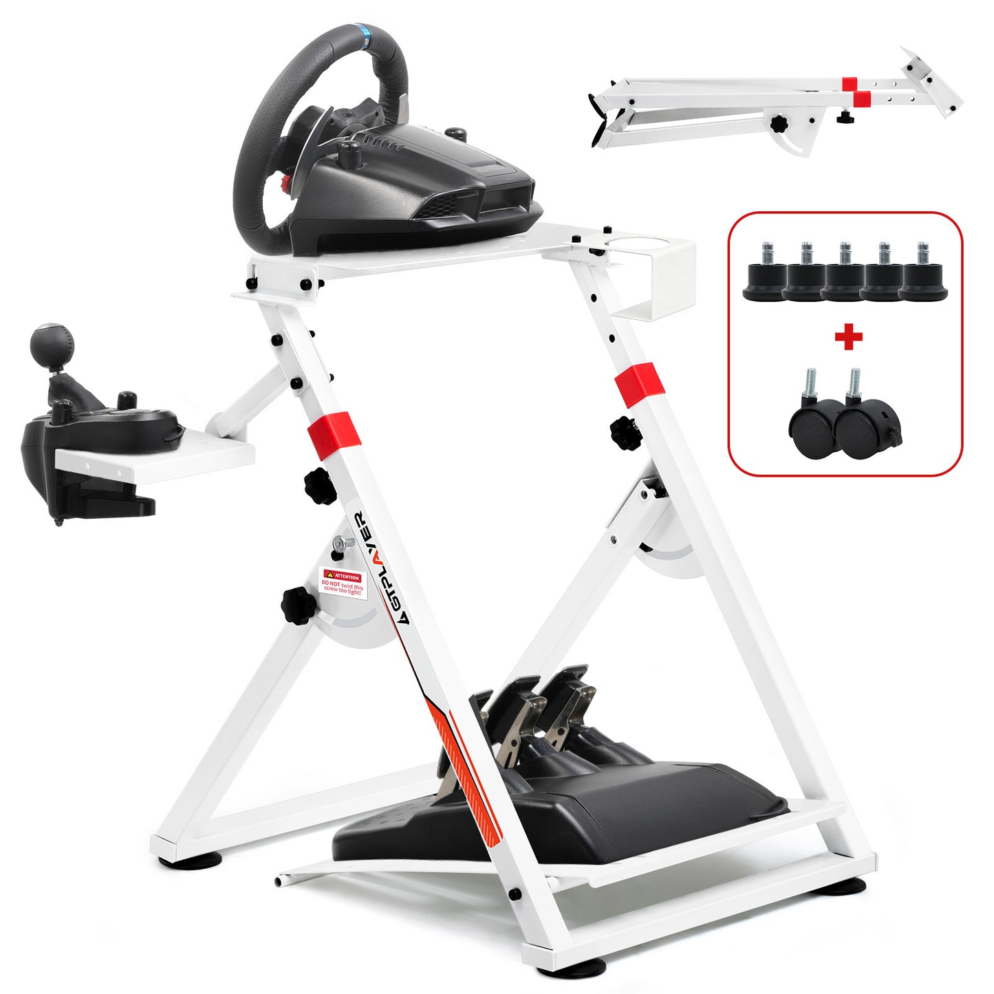 Supporto per volante da gaming, stand per volante da corsa con attacco per leva del cambio V1/V2, struttura regolabile in inclinazione, con portabevande