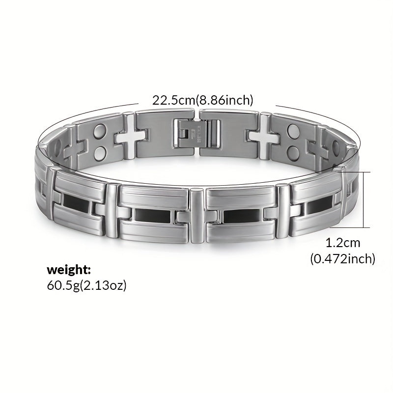 Braccialetto da Uomo in Acciaio Inossidabile 316L con 20 Magneti Potenti (3500 Gauss), Bracciale Magnetico per Polsi, Regolabile con Perline, Include Strumento di Smontaggio e Scatola Regalo Elegante