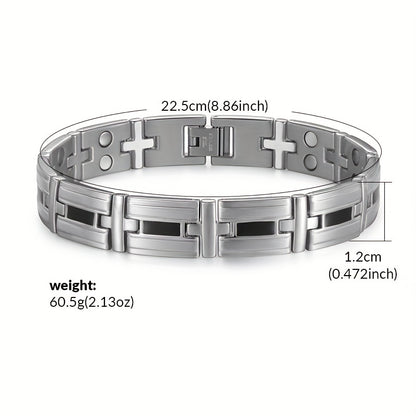 Braccialetto da Uomo in Acciaio Inossidabile 316L con 20 Magneti Potenti (3500 Gauss), Bracciale Magnetico per Polsi, Regolabile con Perline, Include Strumento di Smontaggio e Scatola Regalo Elegante
