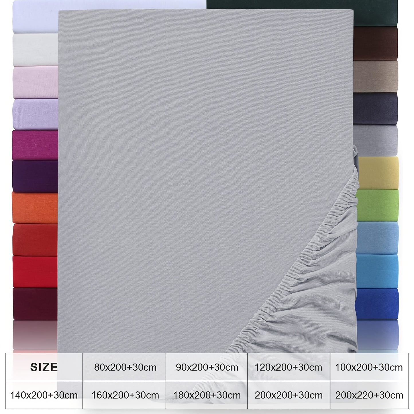 Lenzuolo con angoli 1 pz 100% cotone , 130 g/m², completamente in cotone con pannello cuscino da 30 cm, ipoallergenico, traspirante, adatto per camere da letto, dormitori e camere degli ospiti, biancheria da letto lavabile in lavatrice con angoli elastici