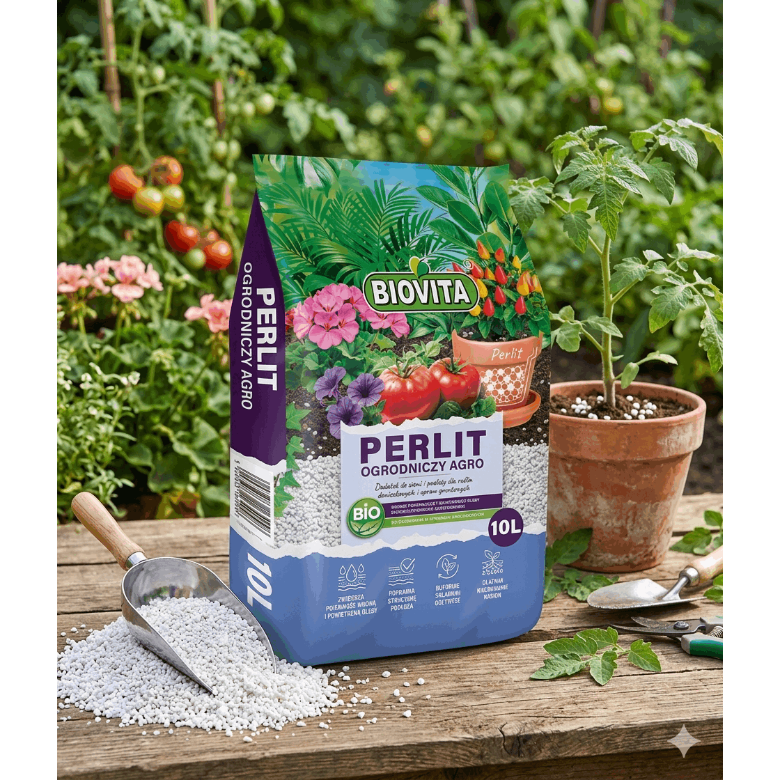 BIOVITA Perlite 10L - Perlite per Piante per il Miglioramento del Substrato del Terreno - 3-6mm - Miglioramento del Terreno - Substrato a Ritenzione Idrica - Ideale per Piante da Giardino e da Interno