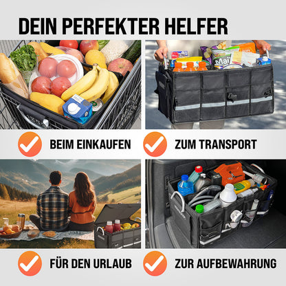MONZANA® Borsa Bagagliaio Organizer Coperchio 68L Impermeabile Divisori Pieghevole Pareti Rinforzate Antiscivolo Borsa Auto 60X35X30Cm