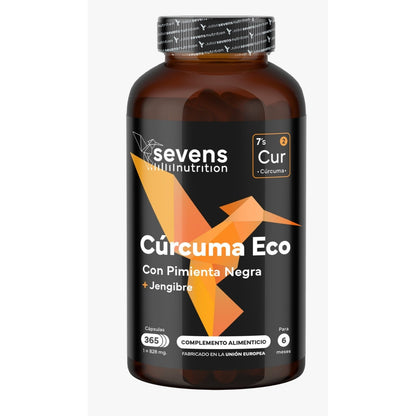 Confezione da 2x Curcuma ECO con Zenzero e Pepe Nero – 1410 mg per Dose – 730 Capsule Vegane – Formato XL Risparmio – Sevens Nutrition