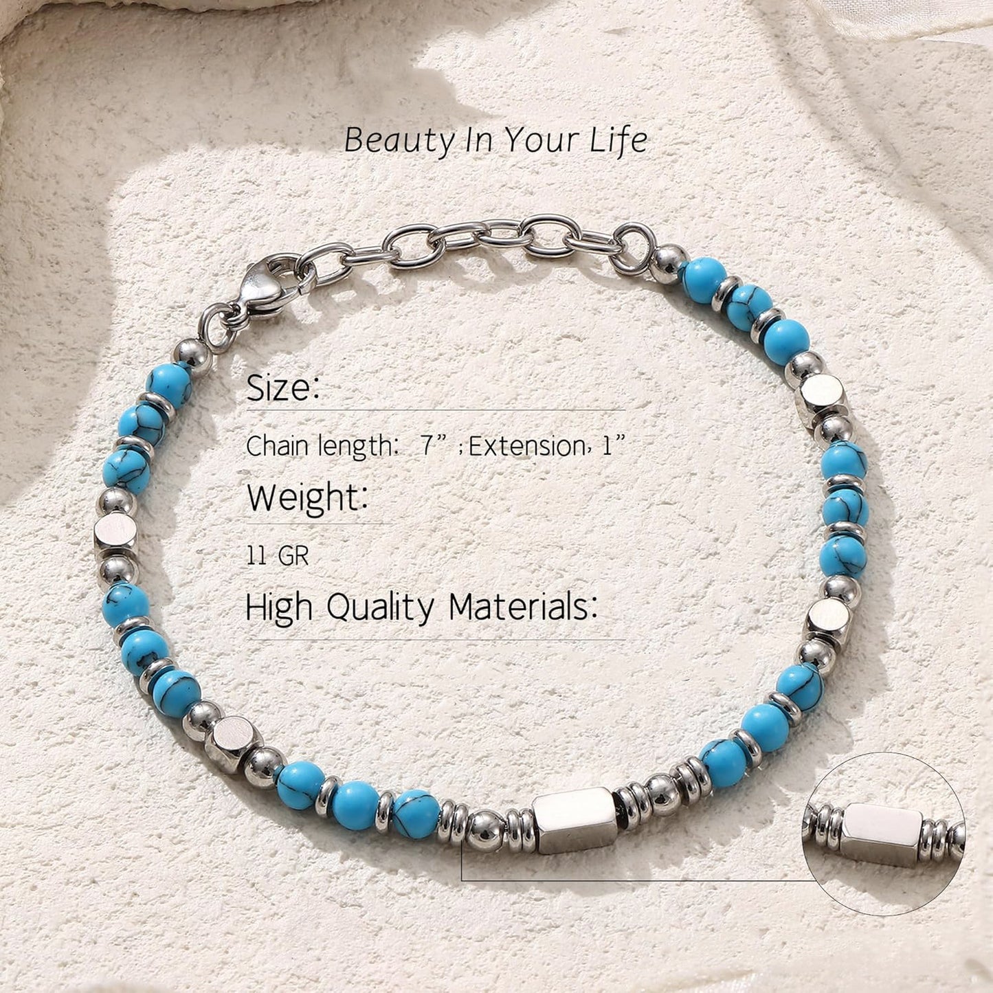 Bracciale con Perle per Donna & Uomo - Bracciale in Acciaio Inossidabile Color Argento con Pietre di Perla, Bracciale Gioiello Regalo per Donna, Sorella, Migliore Amica