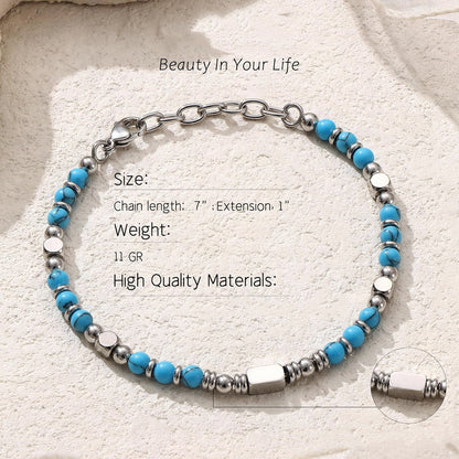 Bracciale con Perle per Donna & Uomo - Bracciale in Acciaio Inossidabile Color Argento con Pietre di Perla, Bracciale Gioiello Regalo per Donna, Sorella, Migliore Amica