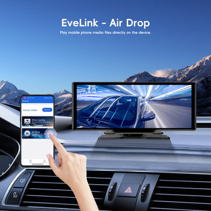 26,06 cm 4K Wireless CarPlay Android Auto Supporto Airplay SuperLink WiFi Video Fotocamera Dual DVR Anteriore e Posteriore B-T per Auto Camion Furgoni Supporto Fotocamera Posteriore con Registrazione in Loop e Riproduzione Video
