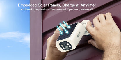 ANRAN Telecamere di sicurezza solari wireless da esterno 3MP, visione notturna a colori, telecamera di sorveglianza WiFi da esterno 2.4Ghz per la sicurezza domestica con pannello solare integrato, audio bidirezionale, compatibile con Alexa
