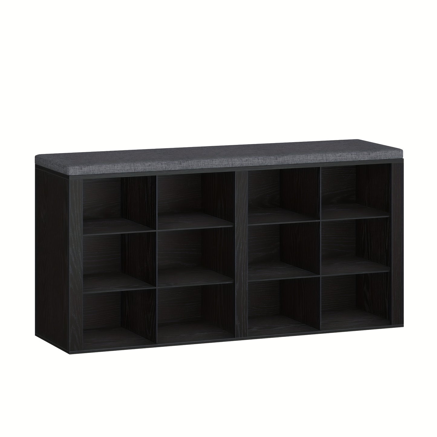 Panchina Portascarpe, Scaffale per Scarpe con Seduta, Panchina con Contenitore, Cuscino, 12 Scomparti, per Soggiorno, Ingresso, Camera da Letto, Bianco-grigio