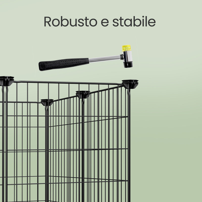 Gabbia per porcellini d'India, conigliera da interno, gabbia piccola per conigli con cinghie, adatta per criceti, ricci e piccoli animali, recinto modulare in metallo fai da te, nero