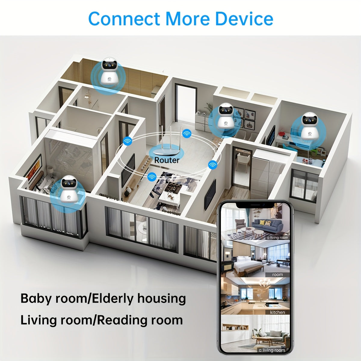 Telecamera WiFi 5G Dual-Band, Monitoraggio di Sicurezza Wireless Domestico 1080P - Telecamera di Sicurezza Allarme con Inseguimento Rotante a 355° e Visione Notturna, Controllo Remoto da Smartphone, Un Buon Assistente Domestico per Uso Interno, Telecamera