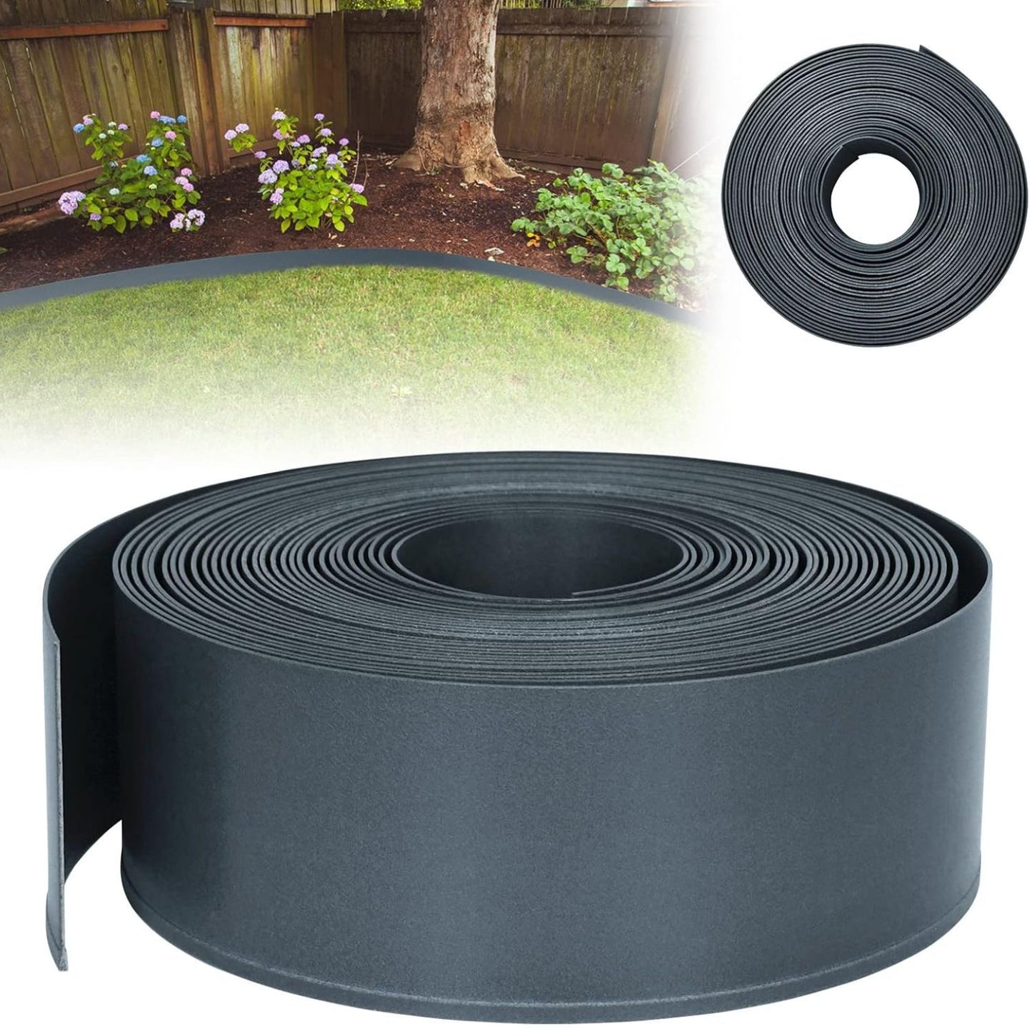 Bordura per Prato in Plastica 20m - Rotolo di Bordura per Aiuole, Recinzione da Giardino, Bordo per Fioriere, Decorazione per Giardino, Antracite/Grigio/Verde