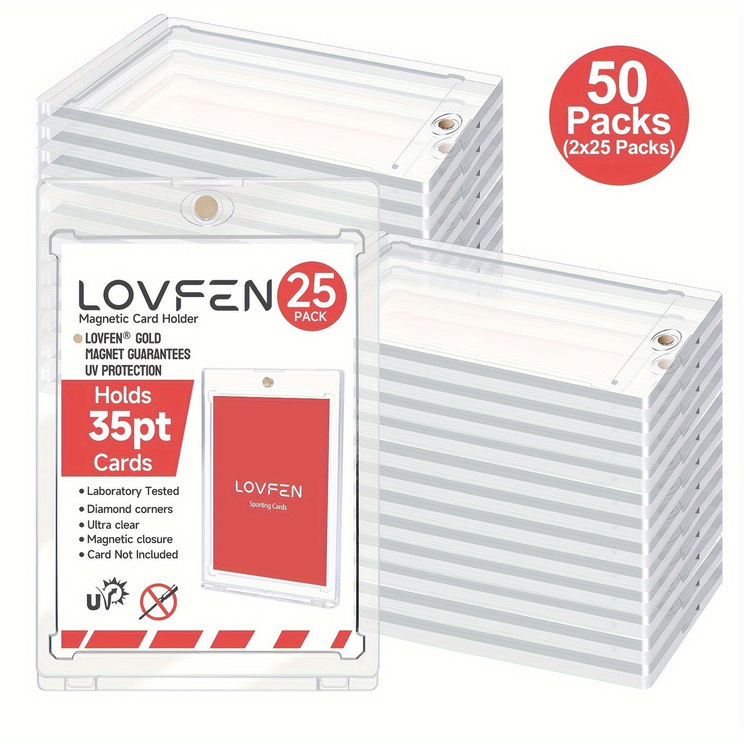 50 Pezzi Porta Carte Magnetico Ultra-Resistente - Custodie Protettive con Struttura in Plastica Rigida, Protezione per Carte Spessa 35Pt per Baseball e Carte da Collezione, Regali Perfetti per Natale e Halloween