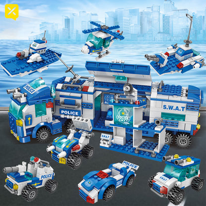 [Blue Patrol Polizia Blocchi da Costruzione Carpoy] Camion Blocchi da Costruzione Modello Auto | Kit di Costruzione | Auto della Polizia | Adatto per Regali di Festa/Ringraziamento/Halloween/Regali di Natale