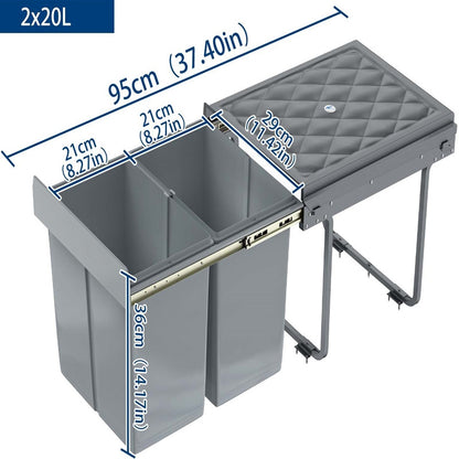 Bidone della Spazzatura Integrato per Cucina, Bidone Estendibile con Rotaie Telescopiche da Sotto Mobile, Grigio
