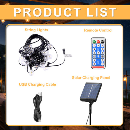 Catena Luminosa Solare da Esterno, 15M/20M/30M LED Luci da Giardino Dimmerabili Timer 8 modalità di illuminazione regolabili per Picnic Turistici, Atmosfera Decorativa, Illuminazione Cortile, Feste di Matrimonio, Cortili Esterni, Pergola Patio