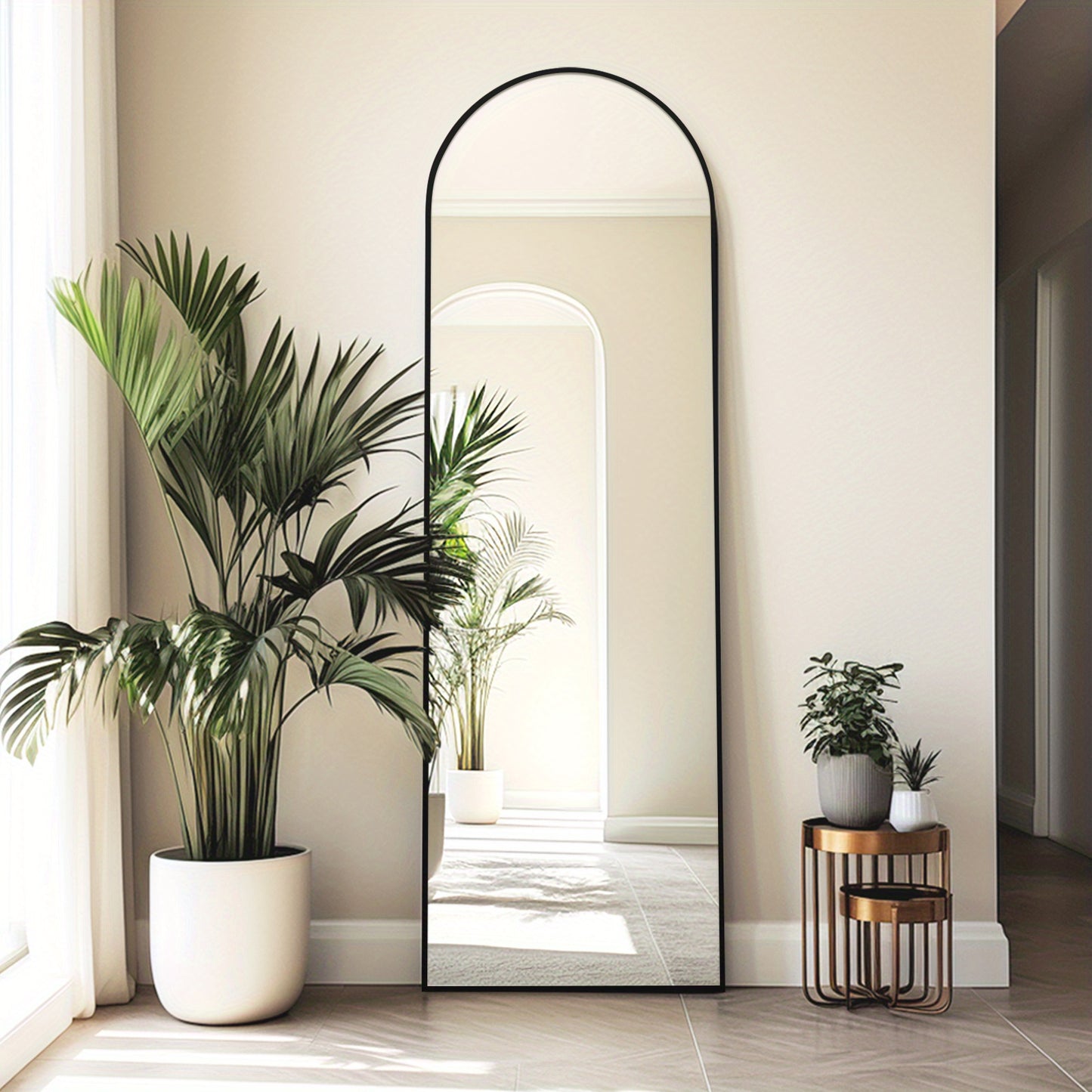 Specchio autoportante completo lunghezza facile da installare 53.34cm X 162.56cm con struttura in lega di alluminio nero dorato, specchio completo lunghezza con supporto, specchio da parete, specchio da appendere per decorare camera da letto, bagno, soggi