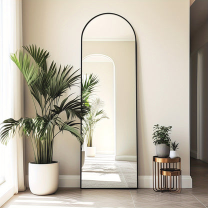 Specchio autoportante completo lunghezza facile da installare 53.34cm X 162.56cm con struttura in lega di alluminio nero dorato, specchio completo lunghezza con supporto, specchio da parete, specchio da appendere per decorare camera da letto, bagno, soggi