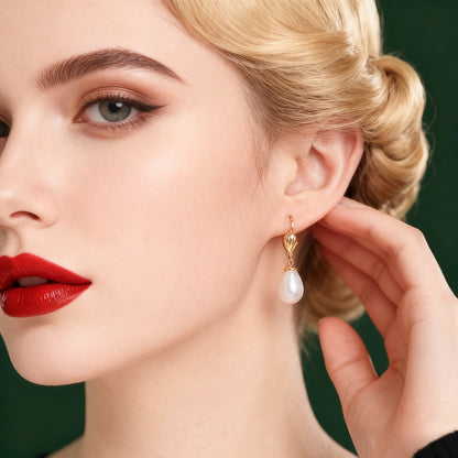 Un paio di orecchini da donna in argento 925, con chiusura a forma di D placcata in oro 18k, eleganti e lussuosi, adatti per uso quotidiano o banchetti serali, regalo per la festa della mamma, confezione regalo in scatola