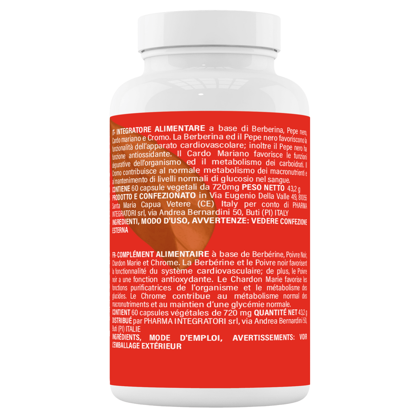 Berberina HCL 500 mg Integratore Naturale – Berberina 500mg con Silimarina, Pepe Nero, Cardo Mariano e Cromo - Integratore da 60 capsule (2 mesi) - Prodotto in Italia