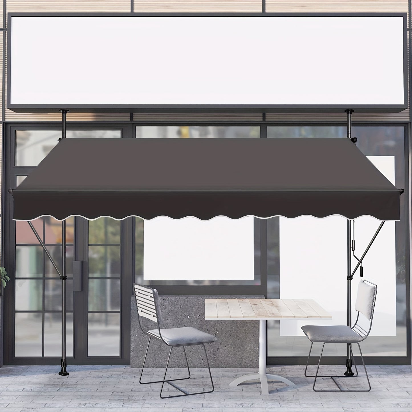 Tenda a serranda con manovella larga, 200x120cm/ 250x120cm/ 300x120cm/ 350x120cm, per balcone, senza foratura, regolabile, protezione UV, grigio scuro/grigio chiaro