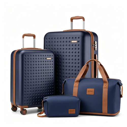 Set da 2 valigie da 24 pollici e 28 pollici per trousse da toilette, da campeggio, blu, eleganti, in ABS+PC a pois, con guscio rigido e lucchetto TSA, regalo per il rientro a scuola e per le vacanze