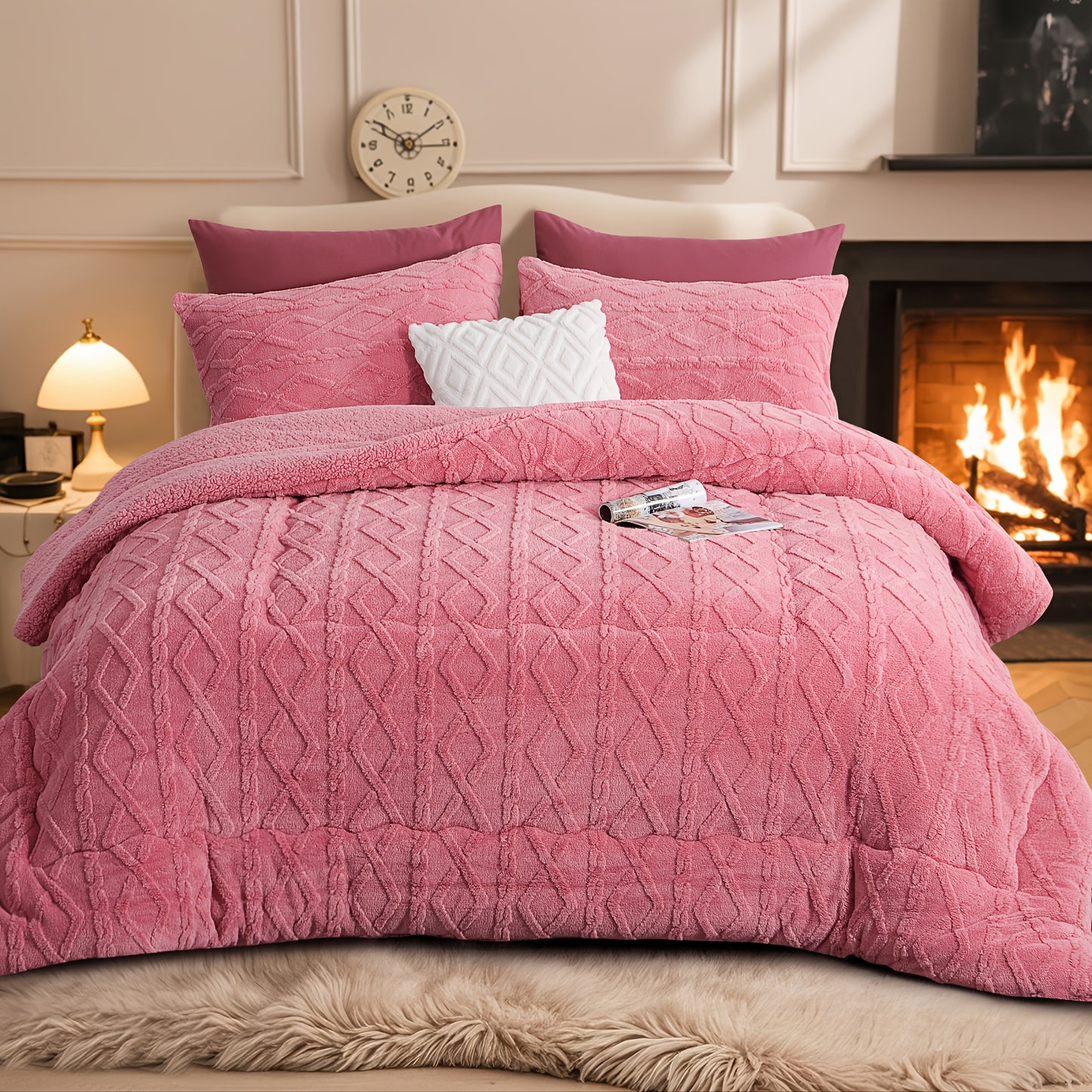 1 pz. Trapunta in Pile di Pelliccia Lussuosa - Biancheria da Letto Spessa, Calda e Ipoallergenica, Design Trapuntato Morbido per un Comfort Accogliente Tutto l'Anno, Trapunta Senza Copripiumino, Elementi Essenziali per la Camera da Letto, Comfort Domestic