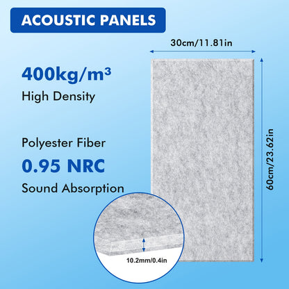 Pannelli acustici autoadesivi da 16 pezzi, pannelli fonoassorbenti autoadesivi, pannelli fonoassorbenti per studio di registrazione, alta densità 400 kg/m³, adatti per studi di registrazione, bar, KTV, 60 cm x 30 cm x 0,9 cm
