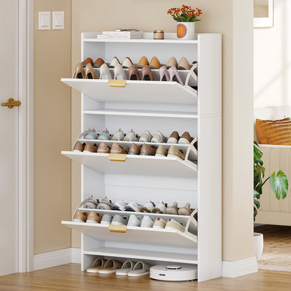 Scarpiera a 3 Ante, Scaffale Porta Scarpe, Scarpiera Stretta, Regolabile, Porta Scarpe, 18-24 Paia, Grande Capacità per Ingresso, Corridoio, Guardaroba, 24 X 76 X 138 Cm, Bianco