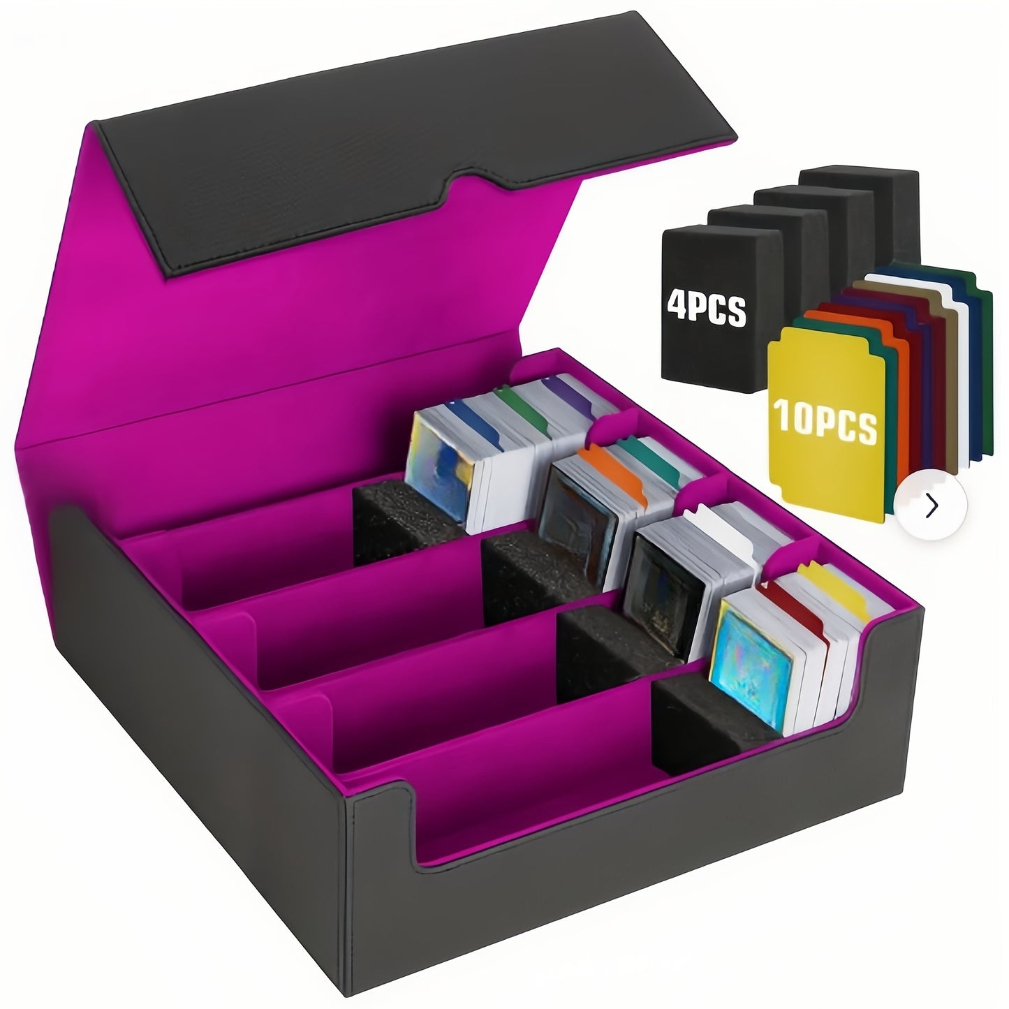 Scatola porta carte collezionabili per oltre 3000 carte, scatola magnetica per mazzi di carte adatta per MTG e carte sportive, scatola premium per mazzi di carte Commander con 10 divisori per carte compatibili