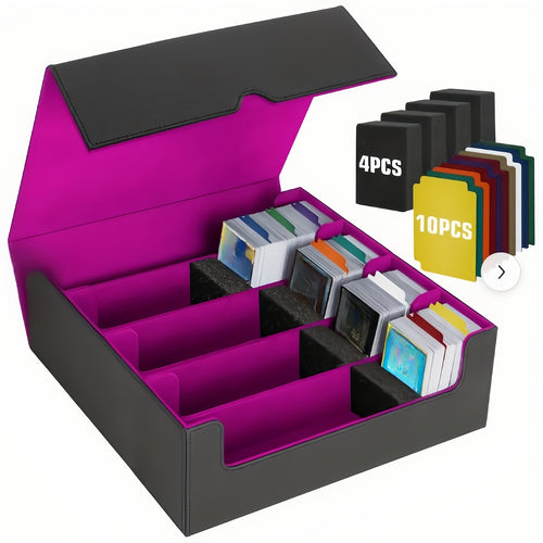 Scatola porta carte collezionabili per oltre 3000 carte, scatola magnetica per mazzi di carte adatta per MTG e carte sportive, scatola premium per mazzi di carte Commander con 10 divisori per carte compatibili