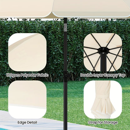 1 ombrellone da spiaggia, ombrello da balcone, protezione UV, ombrello a 8 stecche, stabile, regolabile, pieghevole a 45°, peso 180G/M², blocca efficacemente i raggi UV, portatile, compagno ideale per campeggio e giornate in spiaggia