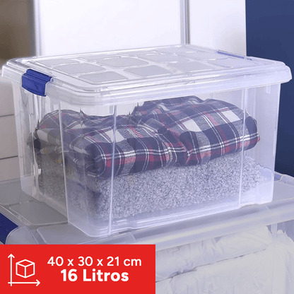 Scatola di Plastica per Organizzare Giocattoli, Libri, Documenti e Coperte - Chiusura Ermetica, Grande Capacità e Resistente - Dekohome
